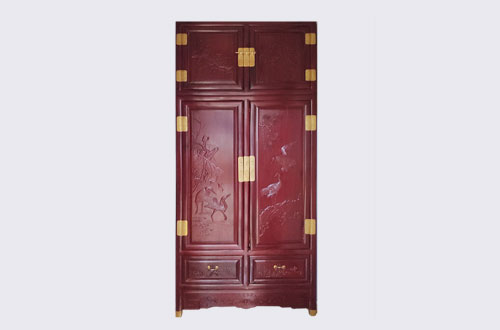 遂川高端中式家居装修深红色纯实木衣柜